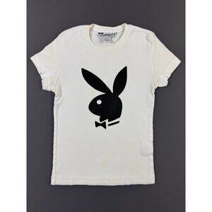 Rare Vintage 90s Playboy Bunny Art White Shirt Magazine Promo Hype Streetwear